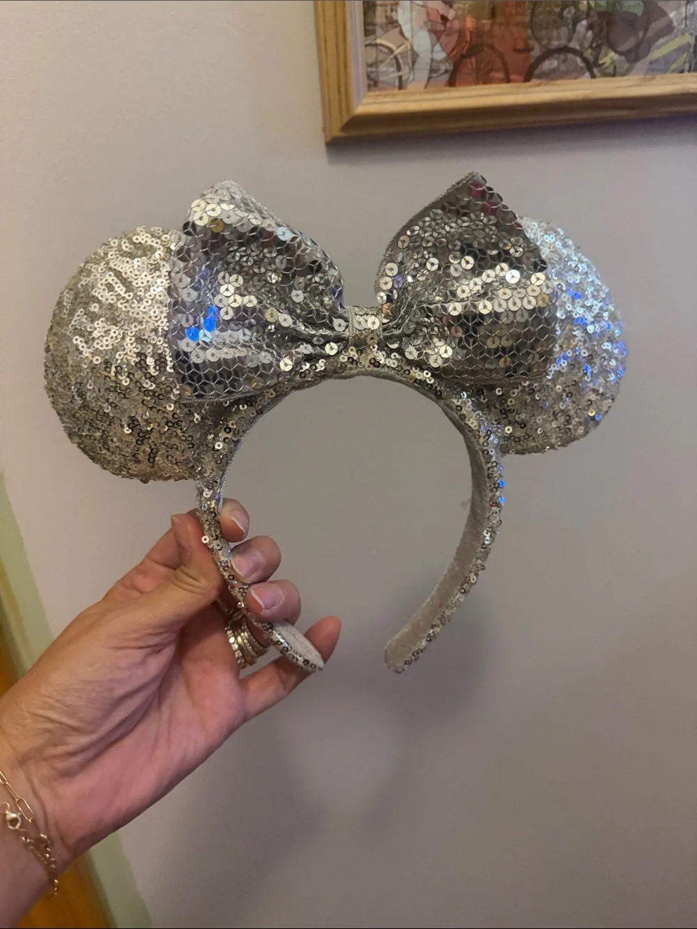 Disney Sequin Mouse Ear Headband in Silver
